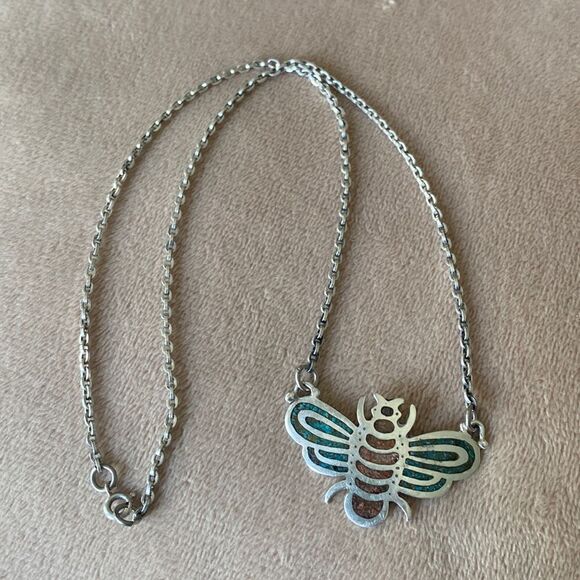 Vintage Southwestern sterling silver bee necklace - Picture 1 of 6